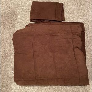 Twin Comforter & Sheet Set, Brown, White